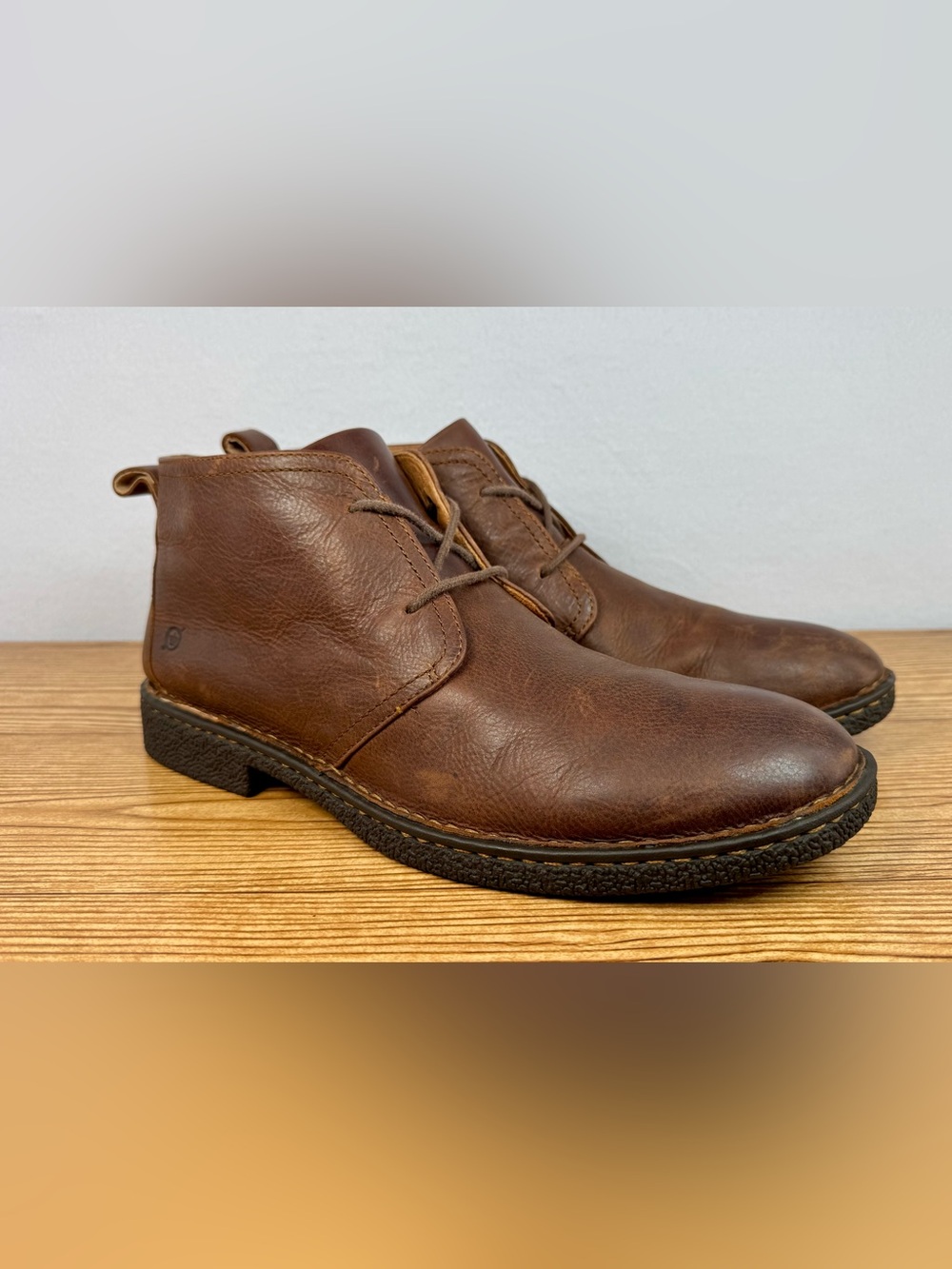 Born Mens Size 13 Brown Leather Chukka Boots Lace Up Ankle Casual Shoes